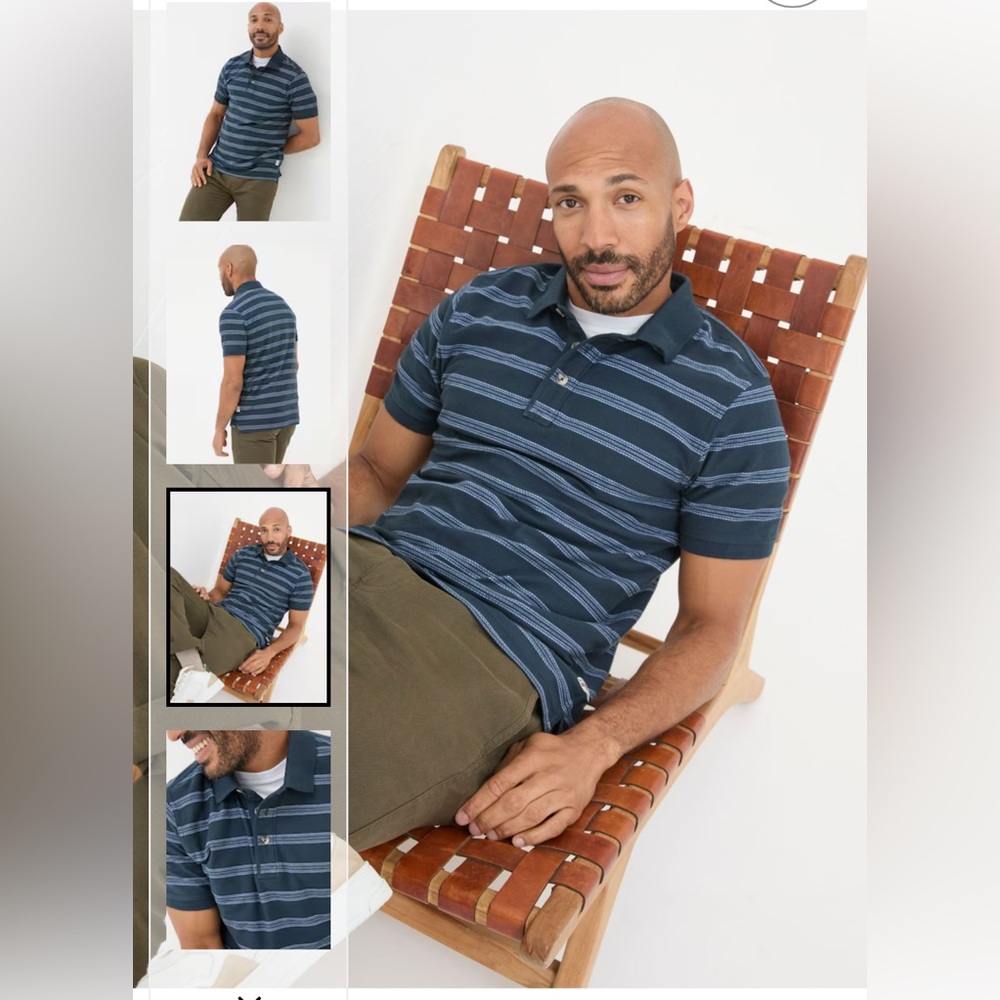 Fat Face Harris Blue Striped Polo Shirt (M) NWT - Picture 7 of 7